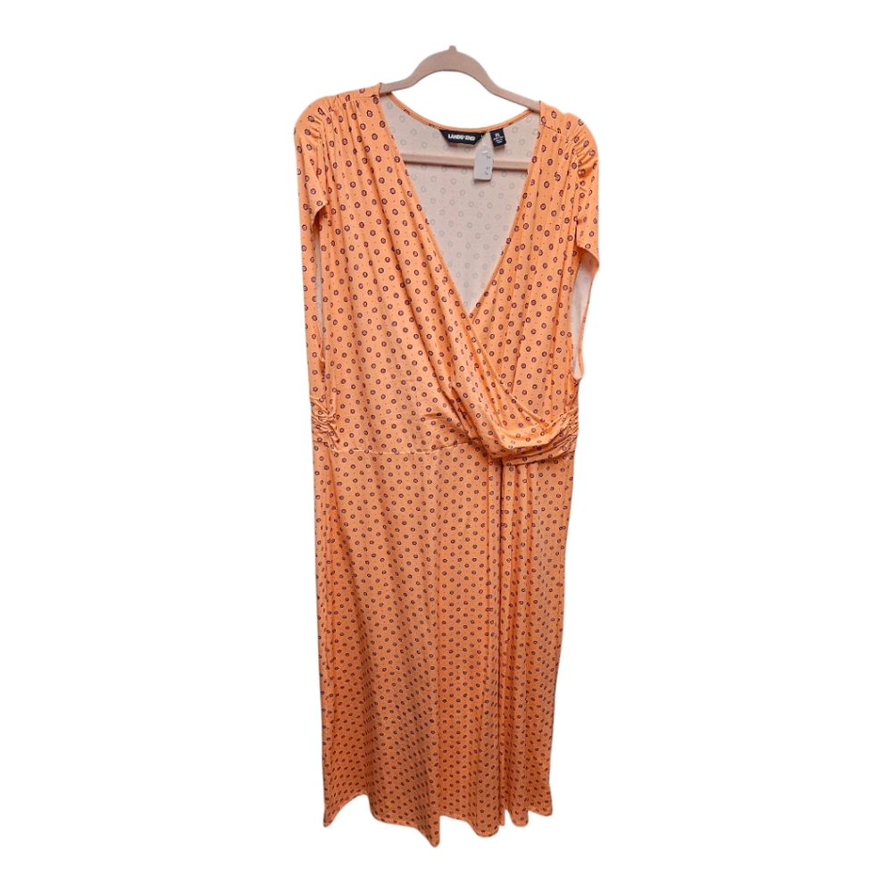 Lands' End Orange Polka Dot Maxi Dress